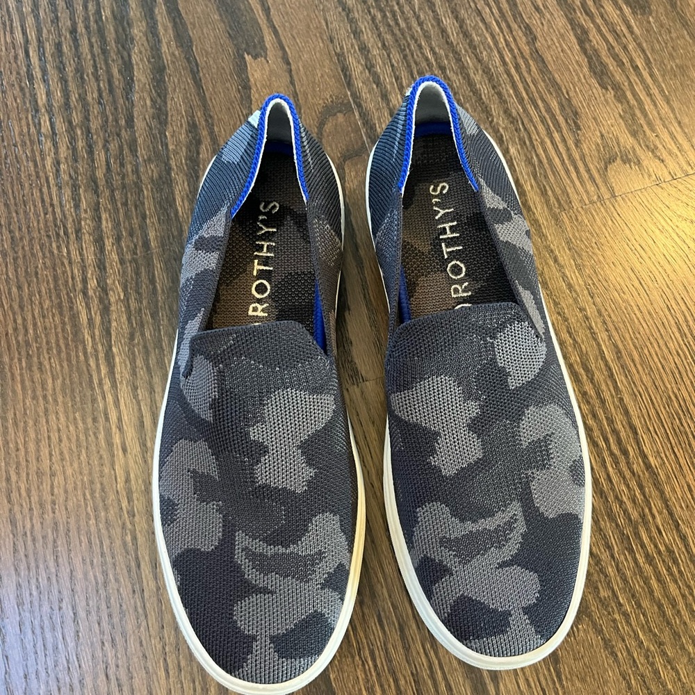Rothy's Womens size 7 Camouflage Slip-On Loafers - Grey and Blue camo